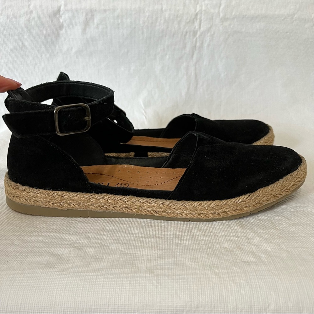 Lasocki Black Suede Ankle Strap Espadrille Flats